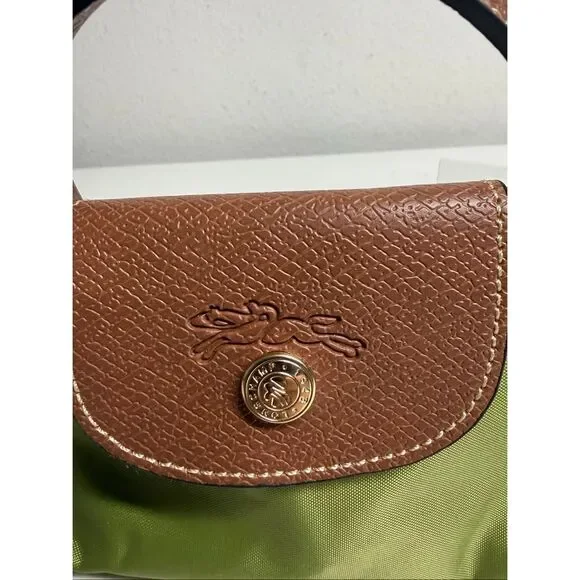 Longchamp Mini Le Pliage Green Top Handle Bag + Strap - Picture 2 of 9
